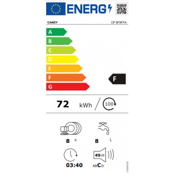 Candy CP 8F9FFA Ελεύθερο Πλυντήριο Πιάτων με Wi-Fi για 8 Σερβίτσια Π55xY59.5εκ. Γκρι